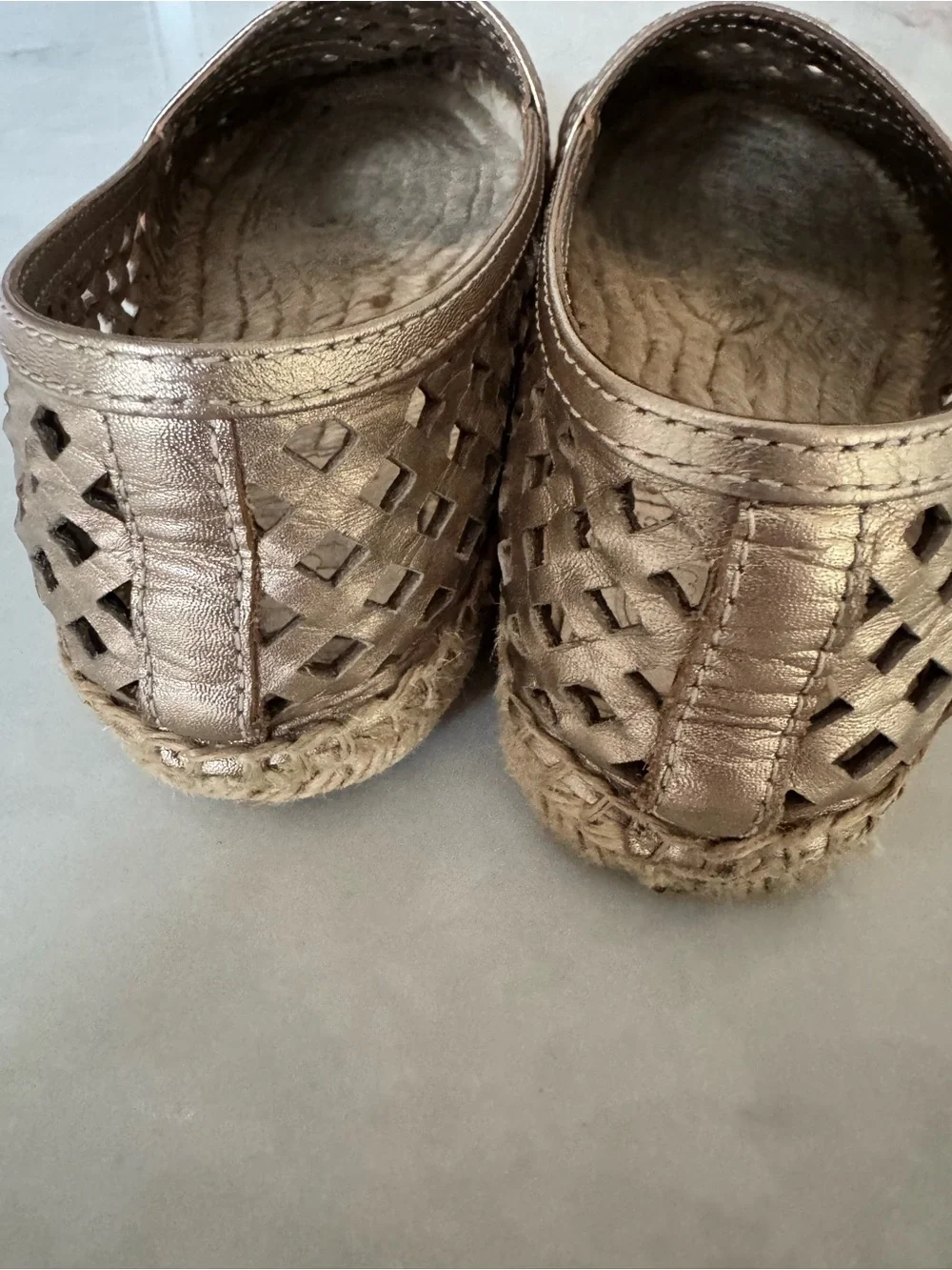 Tory Burch Metallic Gold Laser-Cut Espadrille Flats
